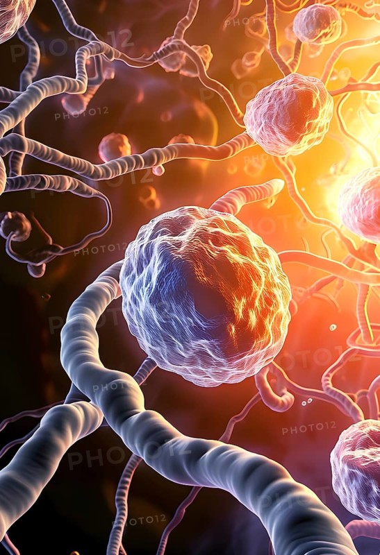 Three dimensional render of cholesterol in blood stream, AI generated