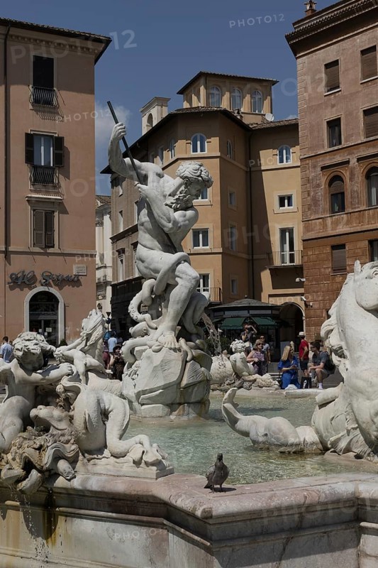 Fountain of Neptune, Fontana del Nettuno, one of the three fountains in Piazza Navona, Rome, Italy, Europe
