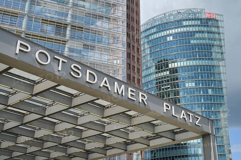 Railway station, commercial buildings, Potsdamer Platz, Tiergarten, Mitte, Berlin, Germany, Europe