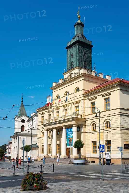 Classicist town hall with magnificent tower and columns, Town hall, Lublin, Poland, Europe