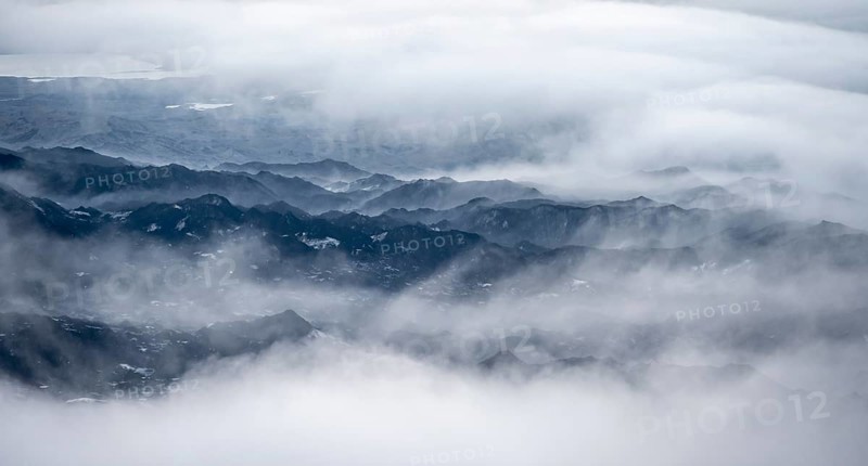 Fog over the glacier ice of Myrdalsjökull glacier, Pakgil, Iceland, Europe