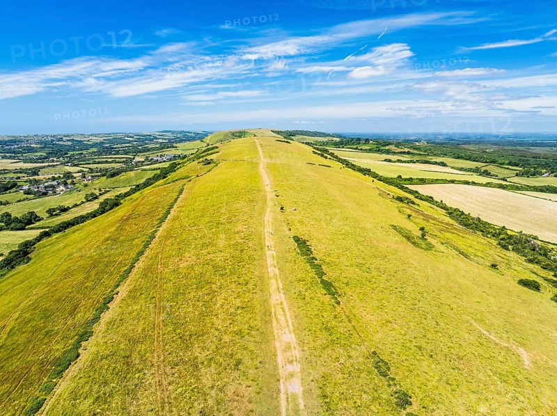 Ballard Cliff over Studland from a drone, Jurassic Coast, Dorset Coast, Poole, England, United Kingdom, Europe