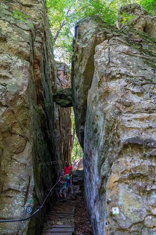 The Devil's Gorge, narrow, accessible gorge of sandstone rocks, with steep rocky gorges, near Irrel, Southern Eifel nature park Park, Rhineland-Palatinate, Germany, Europe