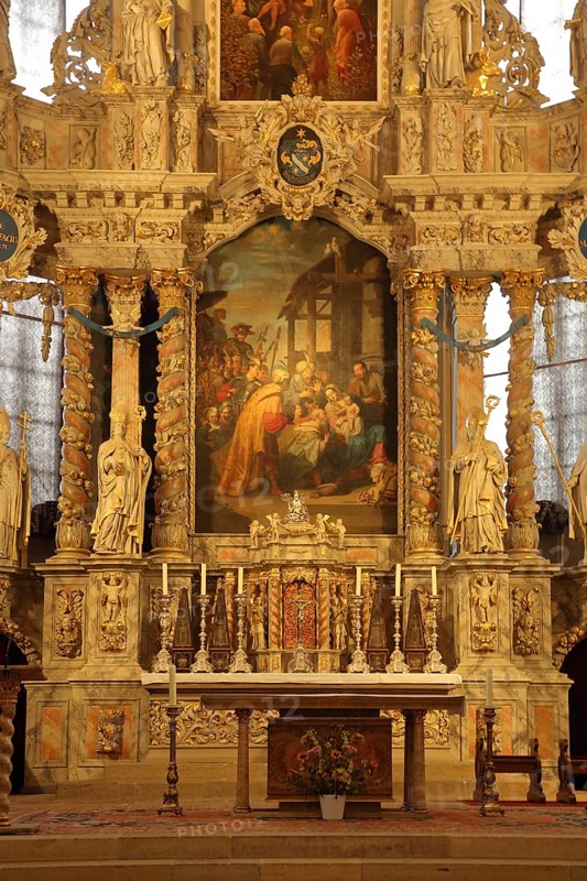 High altar with tabernacle apostles sculptures from UNESCO DOM, arts and crafts, paintings, decorations, gothic, interior view, Erfurt Cathedral, St Mary's Church, Cathedral Square, Erfurt, Thuringia, Germany, Europe