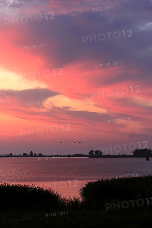 Evening sky at the Baltic Sea near Peenemünde, September, Mecklenburg-Western Pomerania, Germany, Europe