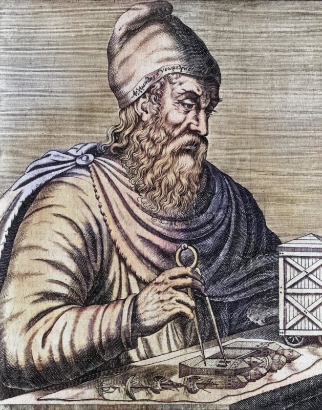 Archimedes of Syracuse, ca. 287 BC, ca. 212 BC Greek mathematician, physicist and engineer, Archimedes of Syracuse circa 287 BC- circa 212 BC Greek mathematician physicist engineer, Historical, digitally restored reproduction from a 19th century original, Record date not stated
