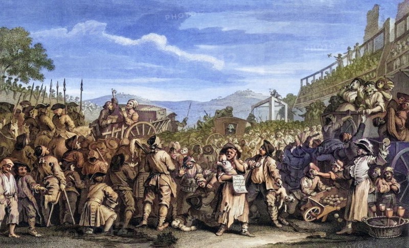Industry and Idleness The idle prentice executed at Tyburn From the original design by Hogarth from The Works of Hogarth published London 1833, Historic, digitally restored reproduction from a 19th century original, Record date not stated