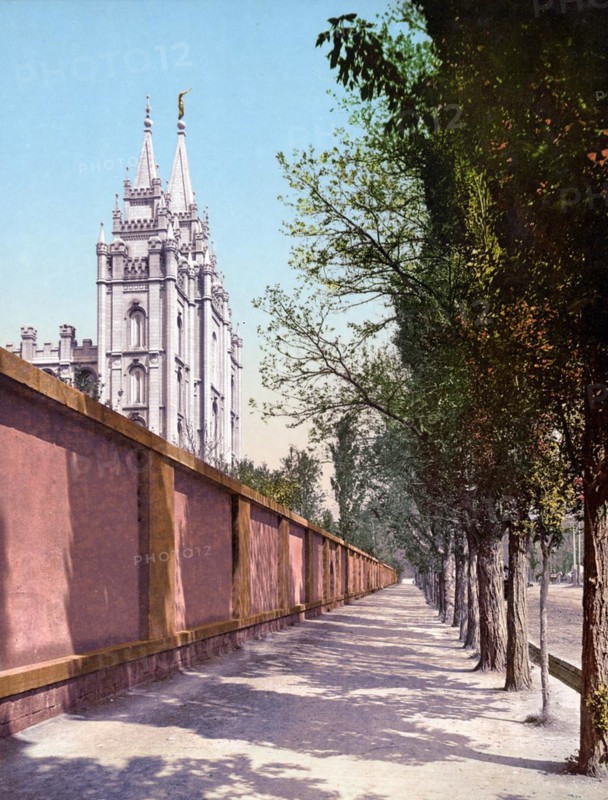 Beside the Temple, Salt Lake City, United States, 1890, Historic, digitally restored reproduction from a 19th century original, Beside the Temple, United States, Historic, digitally restored reproduction from a 19th century original, North America