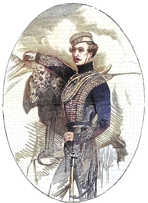 Lewis Edward Nolan (1820?-1854) English soldier, hussar captain and author on cavalry. He carried out the fatal order that resulted in the charge of the Light Brigade at Balaclava and was shot while trying to divert the brigade, Historic, digitally restored reproduction from a 19th century original, Record date not stated