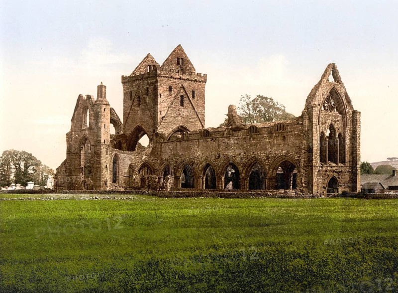 Sweetheart Abbey, Dumfries, Scotland, Historic, digitally restored reproduction from a 19th century original, Record date not stated