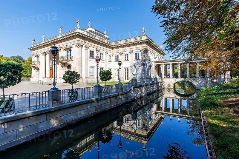 Lazienki Palace on the island in Lazienki Park in Warsaw, Poland, Europe