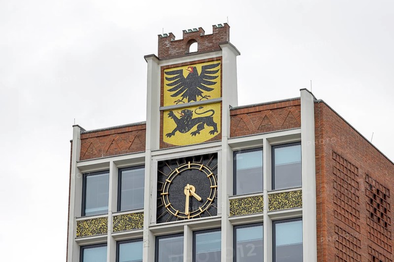 Düren, North Rhine-Westphalia, Germany - Düren town hall in times of the corona crisis, the district of Düren is one of the municipalities with the highest seven-day incidence in North Rhine-Westphalia, and more than half of those infected there have contracted the British mutation of the corona virus