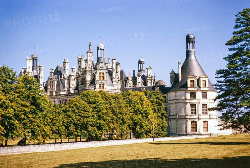 Chambord Castle, Château de Chambord in Chambord, Centre Val de Loire, Loire Valley, FranceFrance 1964
