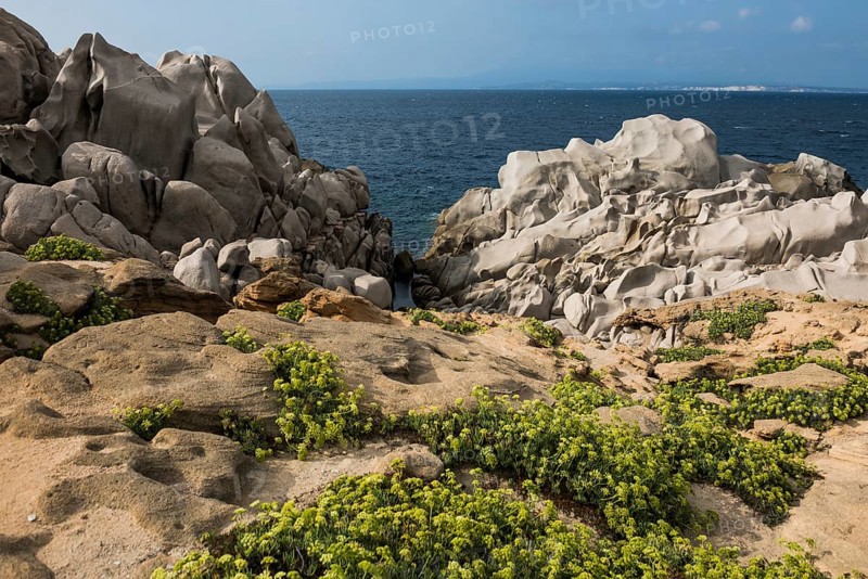 Bizarre and huge granite rocks by the sea, Capo Testa, near Santa Teresa di Gallura, Sardinia, Italy, Europe
