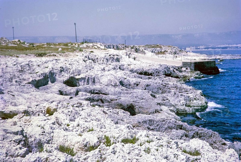 Bronze Age rock cut tombs, prehistoric village at Thapsos, Sicily, Italy, Europe 1969, Europe