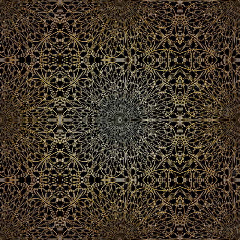 Geometric gold lace seamless pattern. Arabic tile lattice vector background.