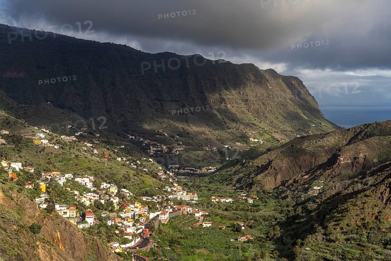 Landscape in the valley of Hermigua, La Gomera, Canary Islands, Spain, Europe