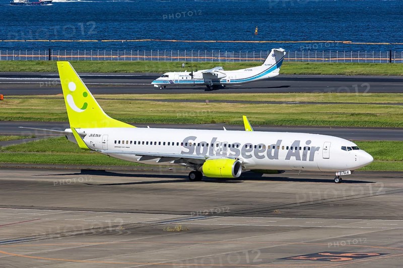 A Boeing 737-800 aircraft of Solaseed Air with the registration number JA67AN at Tokyo Haneda Airport, Japan, Asia