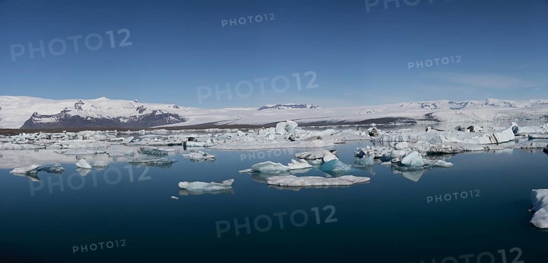 Icebergs on the Joekulsarlon glacial lake or lagoon
