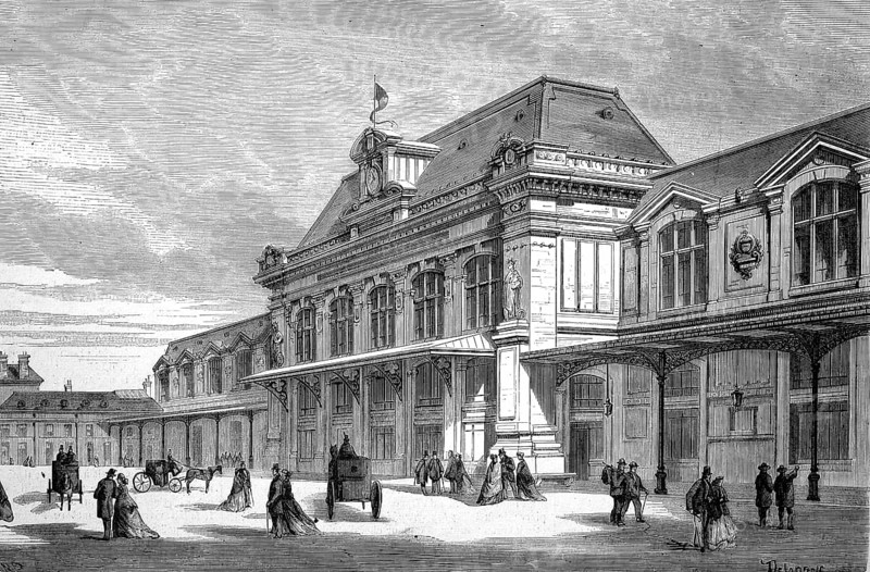 The Railway Station of Orleans, 1869, France, Historic, digitally restored reproduction of an original 19th century painting, exact original date not known, Europe