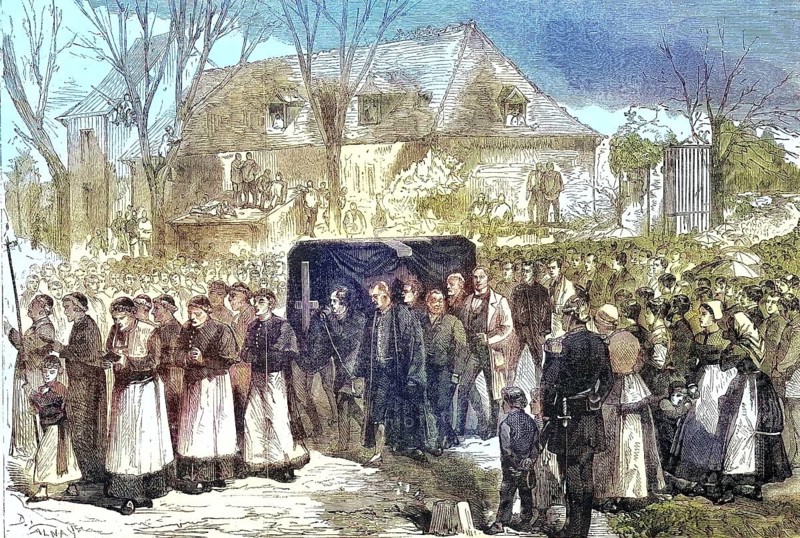 Burial, day of the funeral of Pierre-Antoine Berryer (4 January 1790) (29 November 1868), French lawyer and politician, in Augerville, France, Historic, digitally restored reproduction of an original 19th-century master copy, exact original date unknown, Europe