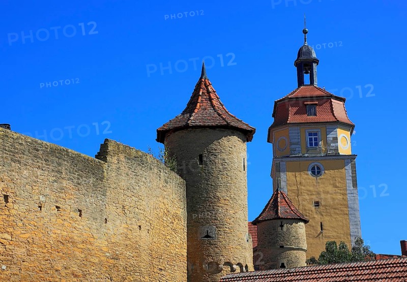 Part of the old town wall and towers, Mainbernheim, Lower Franconia, Germany, Europe