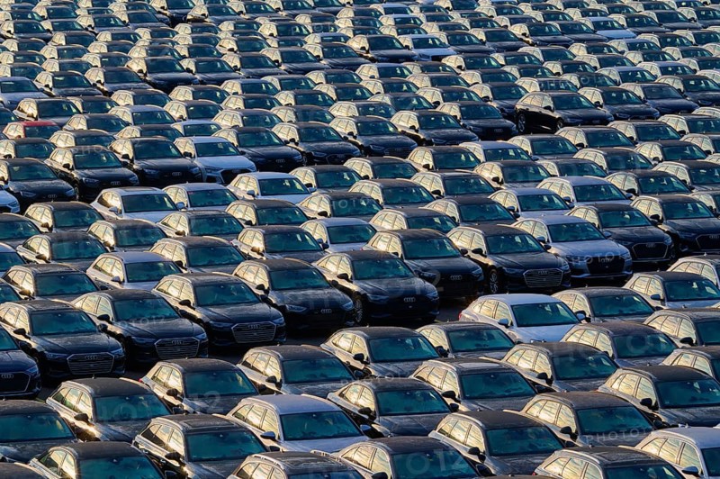 Large number of cars on assembly point, Brand Audi, Germany, Europe
