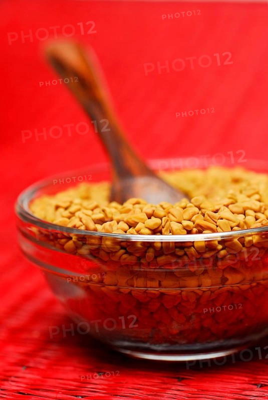 Fenugreek-Seed in dish, seeds, spoon, Greek hay