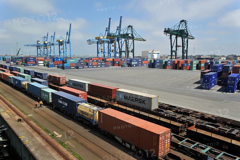 Container terminal cranes in the port of Zeebrugge, Belgium, Europe