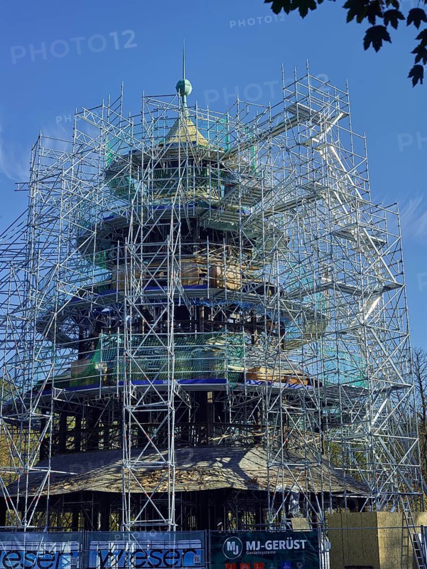 Restoration, Chinese Tower, Munich, Bavaria, Germany, Europe