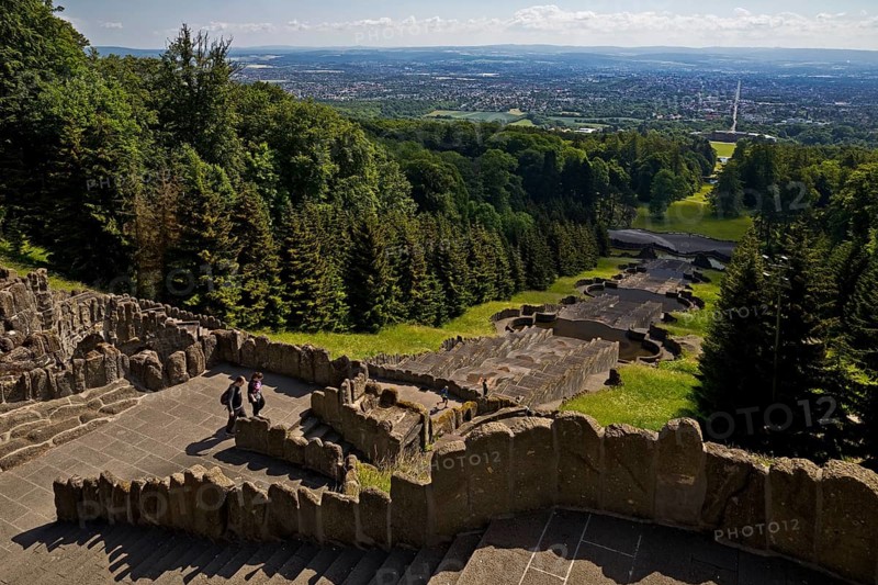 Bergpark Wilhelmshöhe with the view across the central park axis to Kassel, UNESCO World Heritage Site, Kassel, Hesse, Germany, Europe
