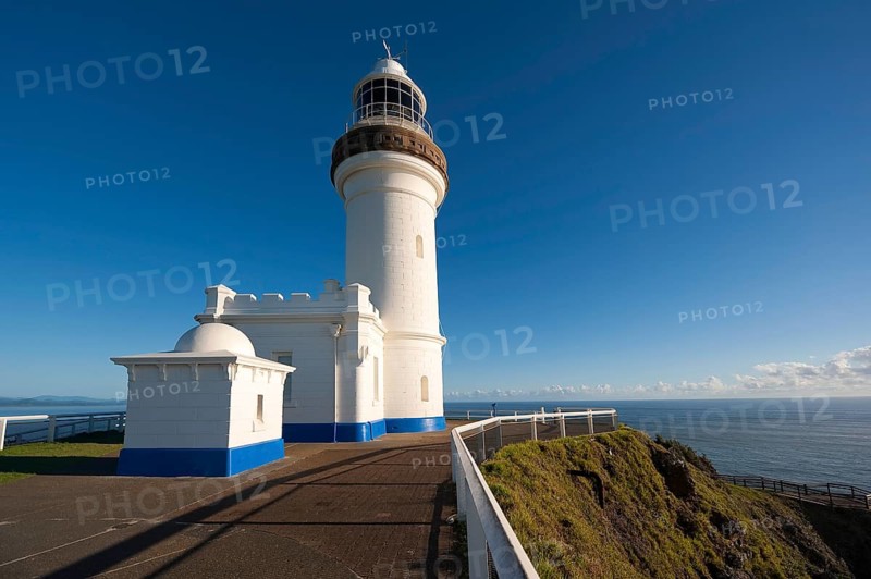Lighthouse, architecture, design, building, blue sky, seafaring on the coast of Byron bay, Queensland, Australia, Oceania