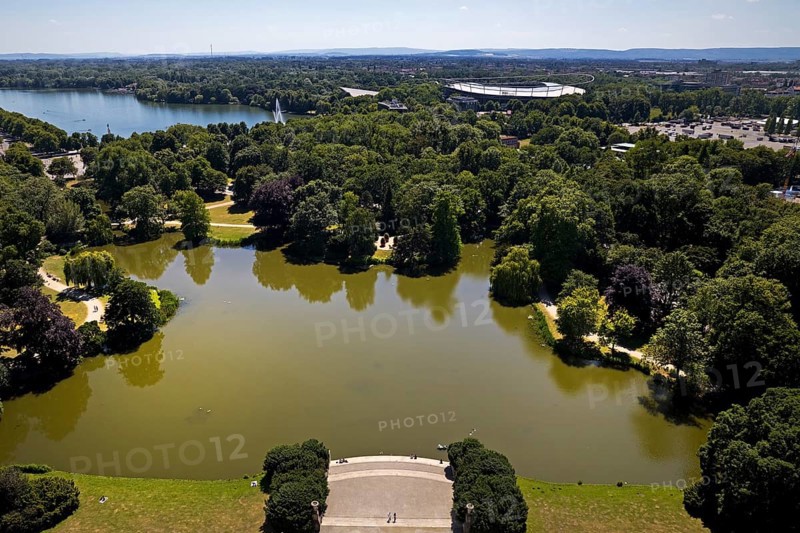 View of the Maschteich and Maschsee from the Town Hall Tower, Hanover, Lower Saxony, Germany, Europe