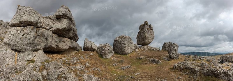 Strangely shaped rocks in the chaos of Nimes le Vieux in the Cevennes National Park. Unesco World Heritage. Fraissinet-de-Fourques, Lozere, France, Europe