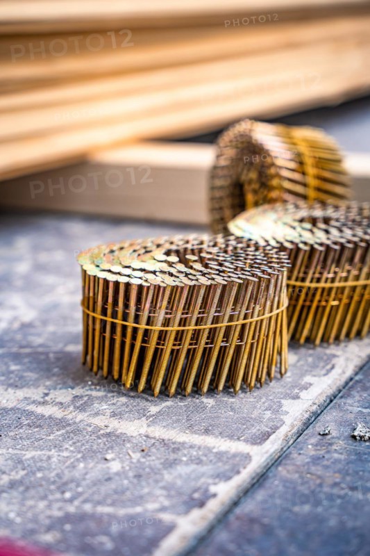 Nail wreath for a carpenter's nailing machine, Gechingen, Germany, Europe
