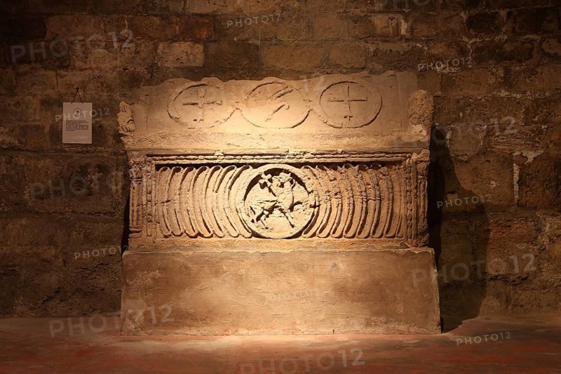 City of Palermo, the Cathedral Maria Santissima Assunta, sarcophagus in the crypt, tomb of Nicodemo, 1072, UNESCO World Heritage Site, Sicily, Italy, Europe