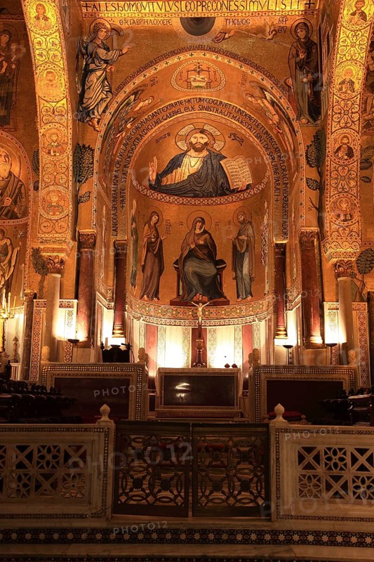 City of Palermo, Palazzo Reale, Royal Palace, also called Palazzo dei Normanni or Norman Palace, in the sanctuary of the Cappella Palatina, UNESCO World Heritage Site, Sicily, Italy, Europe
