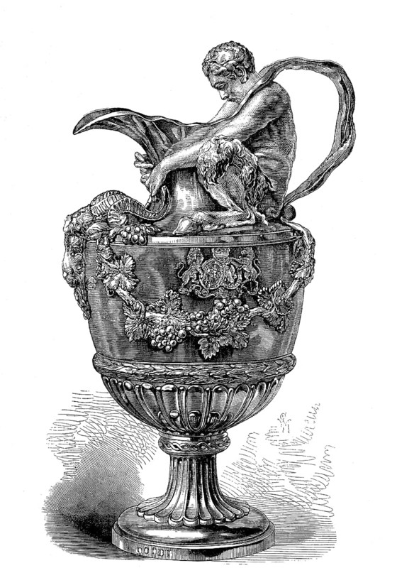 Chelsa vase, silver vase after a model by John Flaxman, 1807, England, Historic, digitally restored reproduction of an original 19th century pattern, exact original date unknown