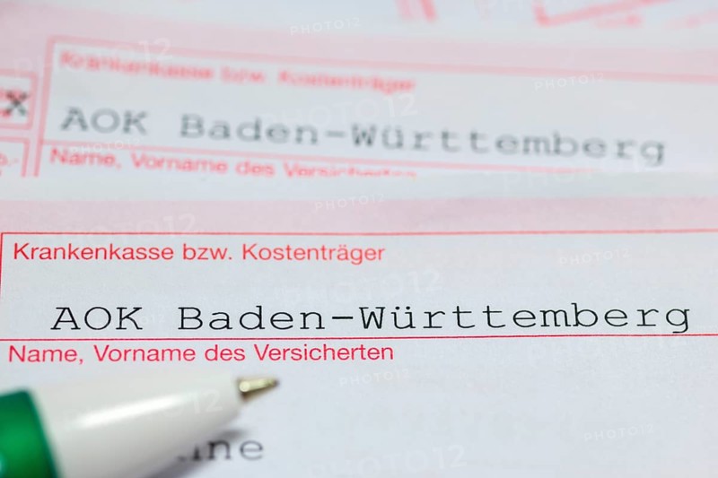 Prescriptions for medicines, AOK, health insurance, cost unit, pen, Baden-Württemberg, Germany, Europe