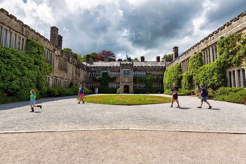 Lanhydrock House with visitors, Bodmin, Cornwall, England, United Kingdom, Europe