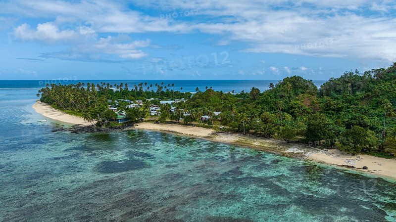 Aerial of the Lavena peninsula, Bouma National Park, Taveuni, Fiji, South Pacific, Oceania