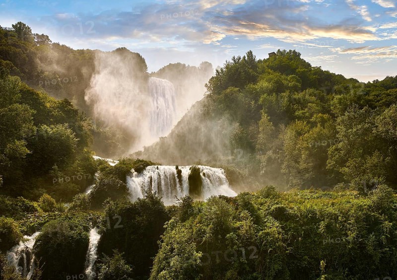 Cascata delle Marmore (Marmore Falls), part of a Roman land drainage system built 271BC, at 165 m (541 feet) high it is one of the higest man made waterfalls in Europe, near Terni, Umbria Italy