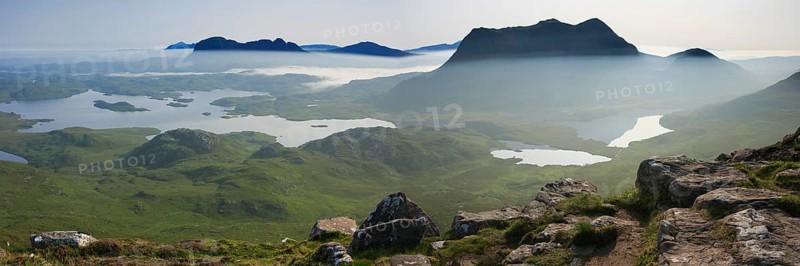 Suilven and Cul Mor, Sutherland, Highlands, Scotland, United Kingdom, Europe