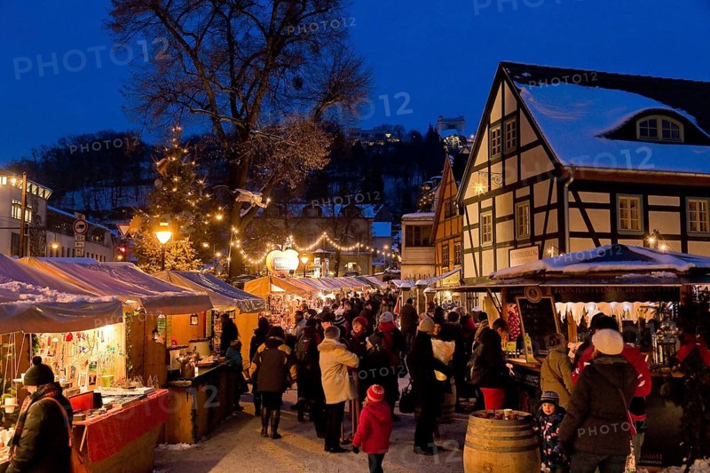 The Christmas market in the old village centre in Dresden Loschwitz, is organised annually by the Elbhangfestverein in traditional form, based on models by Ludwig Richter