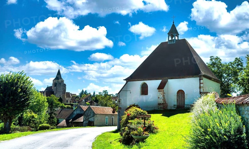 Land of Troncais. Ainay le Chateau. Saint Rochs chapel built in the 15th century. Allier department. Auvergne Rhone Alpes. France