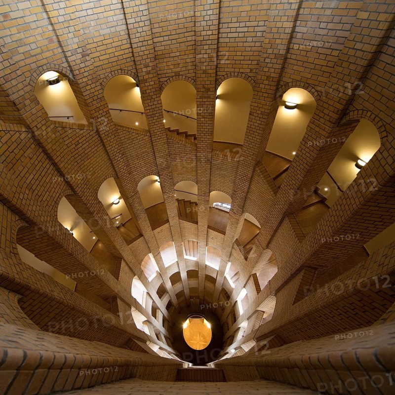 Interior photograph, view from top to bottom, bell tower, Franzoesischer Dom, Gendarmenmarkt, Berlin, Germany, Europe
