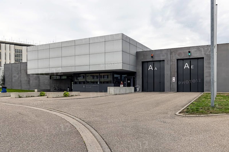 Stammheim Prison, JVA, exterior view of the maximum security prison with prison wall, Stuttgart, Baden-Württemberg, Germany, Europe