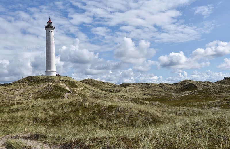 Lyngvig Lighthouse, Lyngvig Fyr in the dunes of Denmark