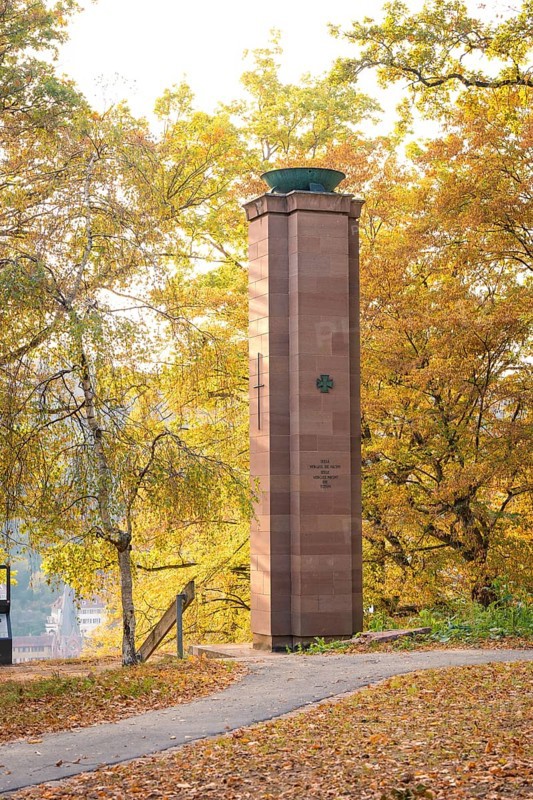Bismarck monument in autumn, Calw, Black Forest, Germany, Europe