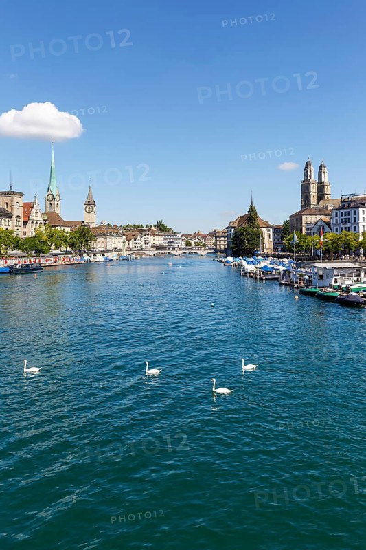 Zurich skyline city on the river Limmat in Zurich, Switzerland, Europe